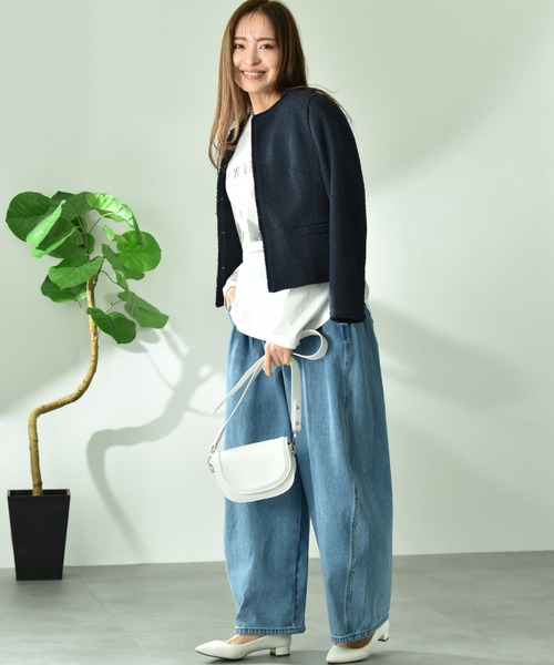 INTERPLANET（インタープラネット）の「【CLOCHE】カーブルーズデニム（デニムパンツ・レディース・ベージュ/サックスブルー・FREE）」の5枚目の写真