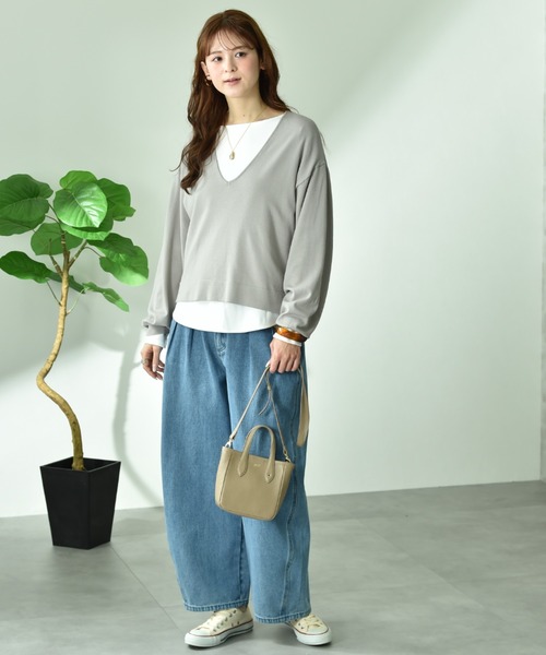 INTERPLANET（インタープラネット）の「【CLOCHE】カーブルーズデニム（デニムパンツ・レディース・ベージュ/サックスブルー・FREE）」の22枚目の写真