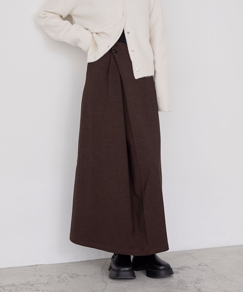 forksy.（フォルクシー）の「【forksy.】ピーチツイルラップデザインIラインロングスカート（スカート・レディース・ブラウン/ブラック・FREE）」の17枚目の写真