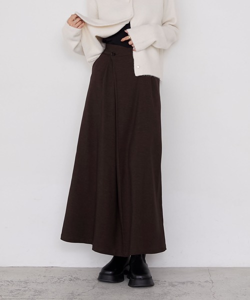 Y‘s スカート　ブラウン　サイズ1 forksy.】ピーチツイルラップデザインIラインロングスカート forksy