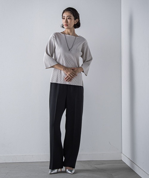la.f…(ラエフ)の「"体型を気にせず着られる"リブカットソー≪手洗い可能≫(Tシャツ/カットソー・レディース・ホワイト/ベージュ・9号)」の9枚目の写真