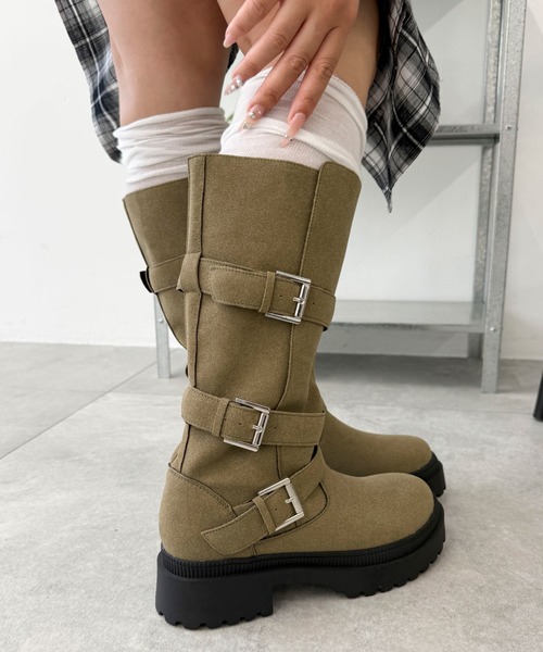 WEGO(ウィゴー)の「WEGO/サイドベルトロングブーツ(ブーツ・レディース・ブラック/ベージュ・SMALL/MEDIUM/LARGE)」の16枚目の写真
