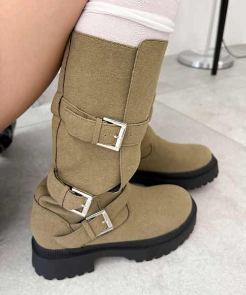 WEGO(ウィゴー)の「WEGO/サイドベルトロングブーツ(ブーツ・レディース・ブラック/ベージュ・SMALL/MEDIUM/LARGE)」の13枚目の写真