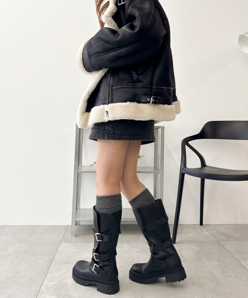WEGO(ウィゴー)の「WEGO/サイドベルトロングブーツ(ブーツ・レディース・ブラック/ベージュ・SMALL/MEDIUM/LARGE)」の9枚目の写真