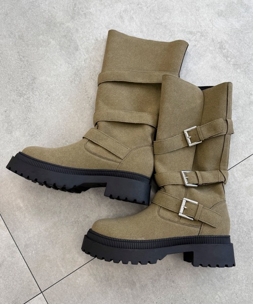 WEGO(ウィゴー)の「WEGO/サイドベルトロングブーツ(ブーツ・レディース・ブラック/ベージュ・SMALL/MEDIUM/LARGE)」の11枚目の写真