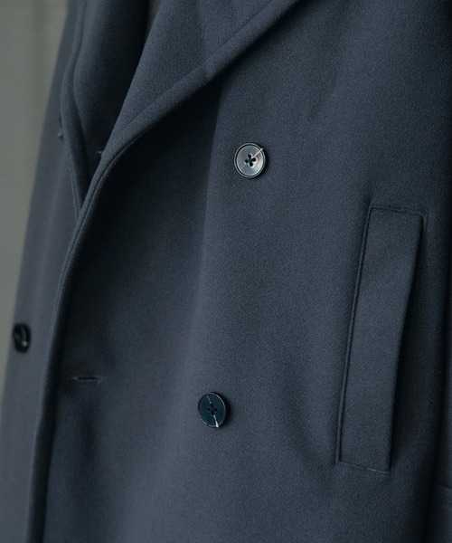 RATTLE TRAP（ラトルトラップ）の「フェイクメルトンオーバーサイズビッグカラーピーコート（ブルゾン・メンズ・グレー/ブラック・M/L）」の20枚目の写真