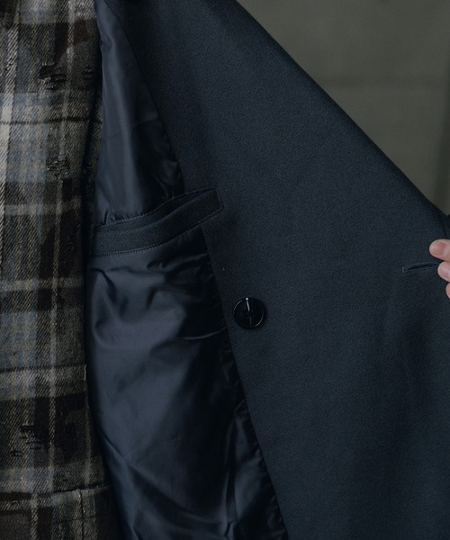 RATTLE TRAP（ラトルトラップ）の「フェイクメルトンオーバーサイズビッグカラーピーコート（ブルゾン・メンズ・グレー/ブラック・M/L）」の22枚目の写真