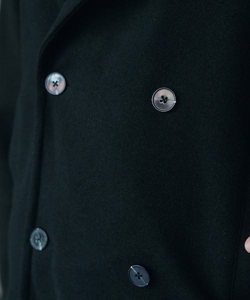 RATTLE TRAP（ラトルトラップ）の「フェイクメルトンオーバーサイズビッグカラーピーコート（ブルゾン・メンズ・グレー/ブラック・M/L）」の11枚目の写真