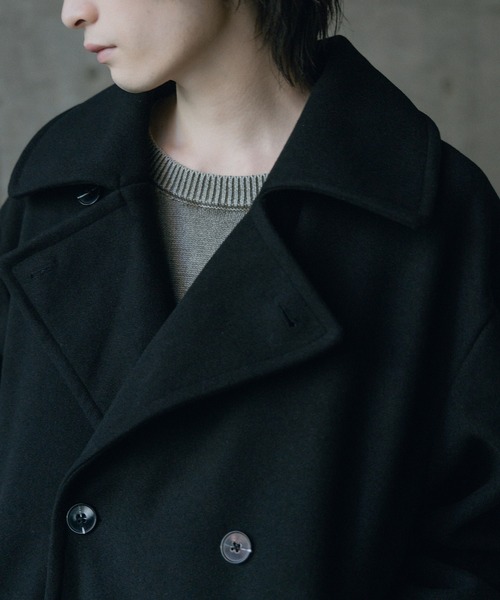 RATTLE TRAP（ラトルトラップ）の「フェイクメルトンオーバーサイズビッグカラーピーコート（ブルゾン・メンズ・グレー/ブラック・M/L）」の12枚目の写真