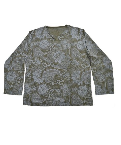 MARAI（マーライ）の「ボタニカル柄 キーネック長袖プルオーバー（Tシャツ/カットソー・レディース・ブラック/ネイビー/グリーン・FREE）」の3枚目の写真