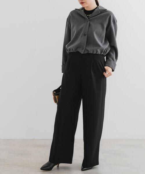 F by ROSSO(エフバイロッソ)の「『UR TECH SMOOTHLUXE』F by ROSSO タックワイドパンツ(その他パンツ・レディース・ベージュ/ブラック/チャコールグレー・38/36/34)」の5枚目の写真