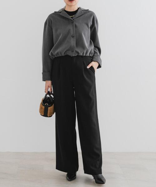 F by ROSSO(エフバイロッソ)の「『UR TECH SMOOTHLUXE』F by ROSSO タックワイドパンツ(その他パンツ・レディース・ベージュ/ブラック/チャコールグレー・38/36/34)」の6枚目の写真