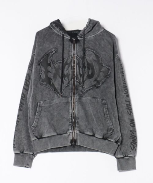 ８(eight)（エイト）の「グランジ加工ZIPプルパーカー（パーカー・メンズ・ホワイト/ブラウン/チャコールグレー・MEDIUM/LARGE）」の2枚目の写真