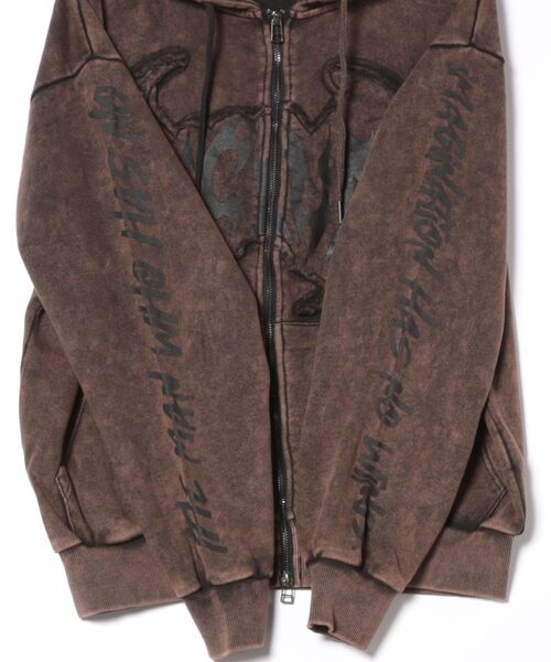 ８(eight)（エイト）の「グランジ加工ZIPプルパーカー（パーカー・メンズ・ホワイト/ブラウン/チャコールグレー・MEDIUM/LARGE）」の5枚目の写真