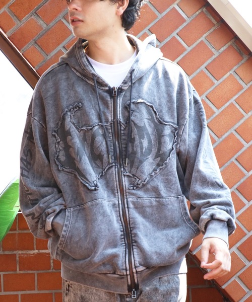 ８(eight)（エイト）の「グランジ加工ZIPプルパーカー（パーカー・メンズ・ホワイト/ブラウン/チャコールグレー・MEDIUM/LARGE）」の12枚目の写真