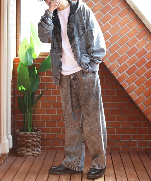 ８(eight)（エイト）の「グランジ加工ZIPプルパーカー（パーカー・メンズ・ホワイト/ブラウン/チャコールグレー・MEDIUM/LARGE）」の16枚目の写真