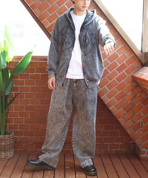 ８(eight)（エイト）の「グランジ加工ZIPプルパーカー（パーカー・メンズ・ホワイト/ブラウン/チャコールグレー・MEDIUM/LARGE）」の20枚目の写真