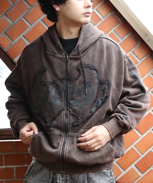 ８(eight)（エイト）の「グランジ加工ZIPプルパーカー（パーカー・メンズ・ホワイト/ブラウン/チャコールグレー・MEDIUM/LARGE）」の22枚目の写真