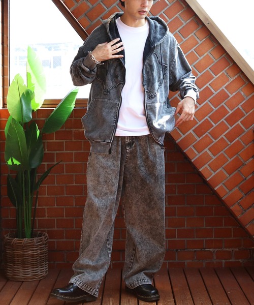 ８(eight)（エイト）の「グランジ加工ZIPプルパーカー（パーカー・メンズ・ホワイト/ブラウン/チャコールグレー・MEDIUM/LARGE）」の14枚目の写真