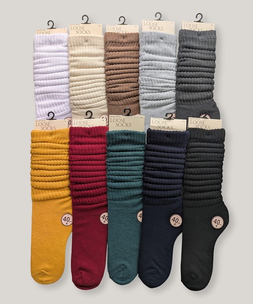 box408（ボックスヨンマルハチ）の「ルーズソックス 40cm丈 無地カラー（ソックス/靴下・レディース・ブラック/グレー/チャコールグレー/ホワイト/ブラウン/グリーン/ワインレッド/ベージュ/ネイビー/イエロー・23-25cm）」の12枚目の写真