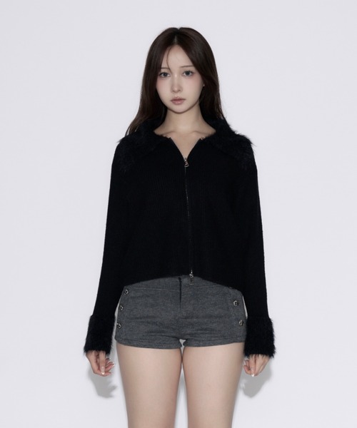 tinkerend(ティンカーエンド)の「Polo Shaggy Double Zip Knit / ポロシャギーダブルジップニット(ニット/セーター・レディース・グレー/ブラック・FREE)」の18枚目の写真