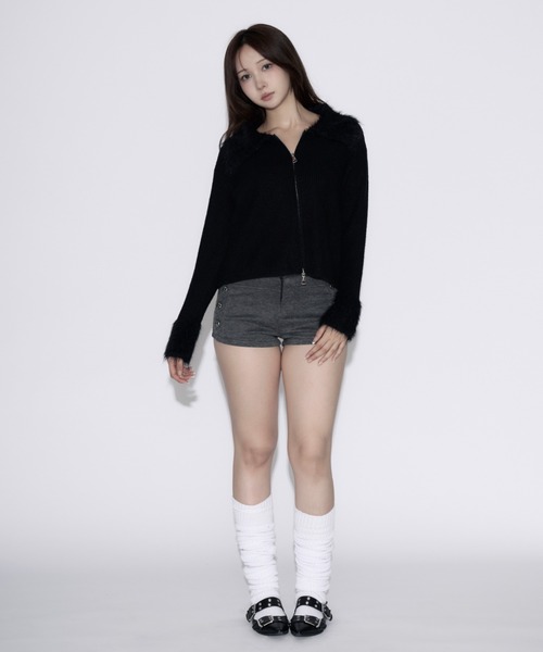 tinkerend(ティンカーエンド)の「Polo Shaggy Double Zip Knit / ポロシャギーダブルジップニット(ニット/セーター・レディース・グレー/ブラック・FREE)」の17枚目の写真