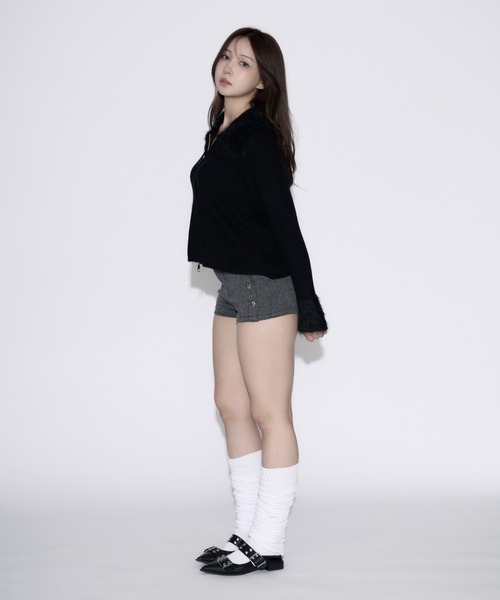 tinkerend(ティンカーエンド)の「Polo Shaggy Double Zip Knit / ポロシャギーダブルジップニット(ニット/セーター・レディース・グレー/ブラック・FREE)」の16枚目の写真