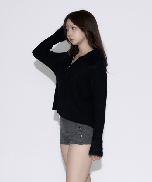 tinkerend(ティンカーエンド)の「Polo Shaggy Double Zip Knit / ポロシャギーダブルジップニット(ニット/セーター・レディース・グレー/ブラック・FREE)」の20枚目の写真