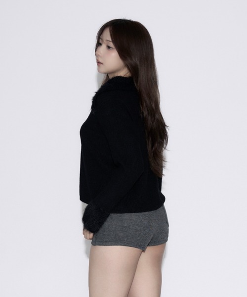 tinkerend(ティンカーエンド)の「Polo Shaggy Double Zip Knit / ポロシャギーダブルジップニット(ニット/セーター・レディース・グレー/ブラック・FREE)」の21枚目の写真