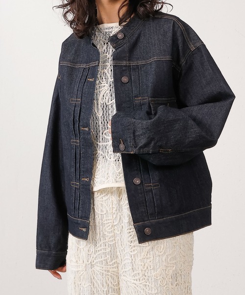 スタンドカラー オーバーサイズ Gジャン（デニムジャケット）｜en