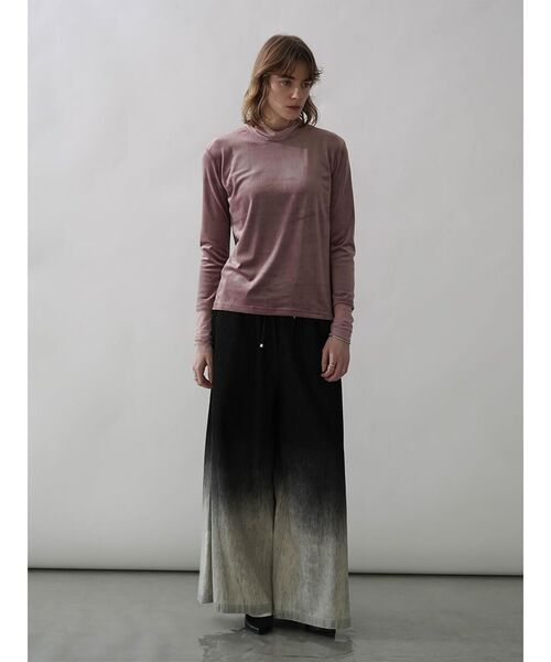 :ETHROF（イーサオブ）の「TULLE DOCKING VELOUR TOPS（Tシャツ/カットソー・レディース・フューシャピンク/ブラック/チャコール・MEDIUM）」の8枚目の写真
