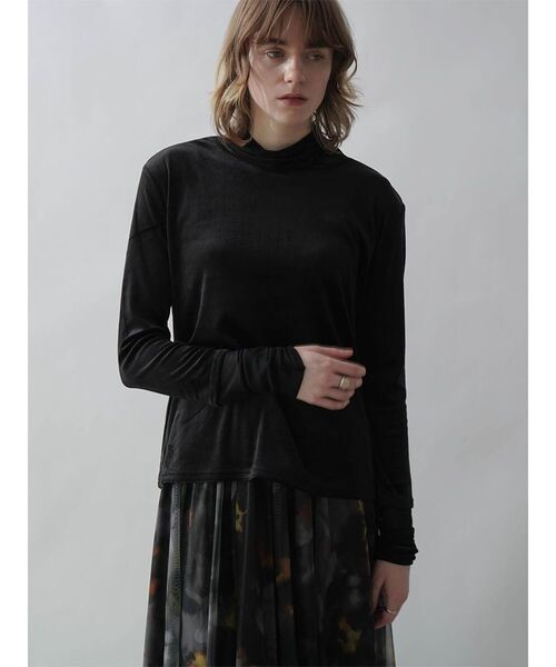 :ETHROF（イーサオブ）の「TULLE DOCKING VELOUR TOPS（Tシャツ/カットソー・レディース・フューシャピンク/ブラック/チャコール・MEDIUM）」の14枚目の写真