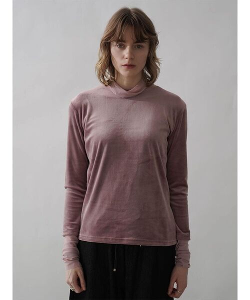 :ETHROF（イーサオブ）の「TULLE DOCKING VELOUR TOPS（Tシャツ/カットソー・レディース・フューシャピンク/ブラック/チャコール・MEDIUM）」の20枚目の写真