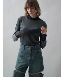TULLE DOCKING VELOUR TOPS