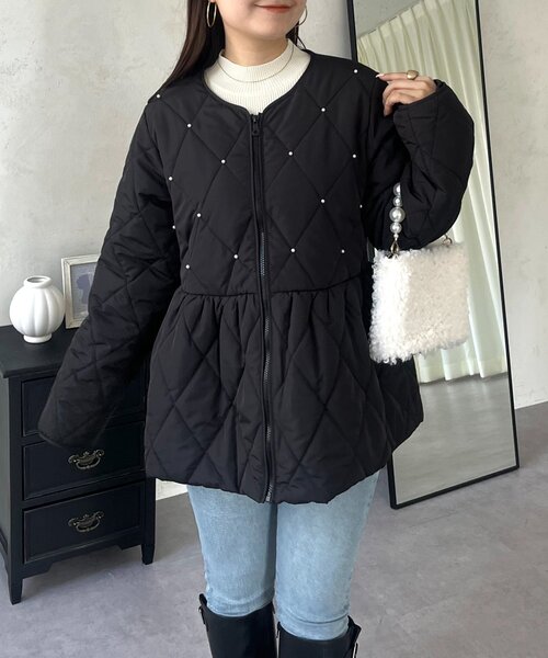 セール】キルティングパールペプラムブルゾン（ブルゾン）｜prose