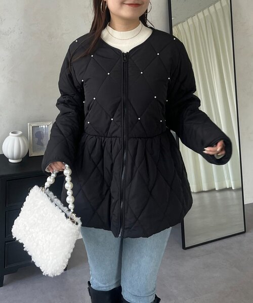 prose verse（プロズヴェール）の「キルティングパールペプラムブルゾン（ブルゾン・レディース・ブラック・MEDIUM/LARGE）」の2枚目の写真