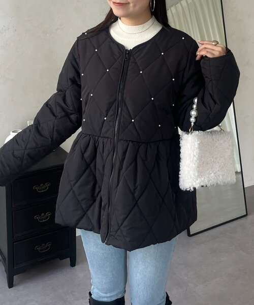 prose verse（プロズヴェール）の「キルティングパールペプラムブルゾン（ブルゾン・レディース・ブラック・MEDIUM/LARGE）」の4枚目の写真