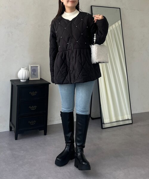 prose verse（プロズヴェール）の「キルティングパールペプラムブルゾン（ブルゾン・レディース・ブラック・MEDIUM/LARGE）」の8枚目の写真