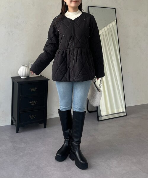 prose verse（プロズヴェール）の「キルティングパールペプラムブルゾン（ブルゾン・レディース・ブラック・MEDIUM/LARGE）」の3枚目の写真