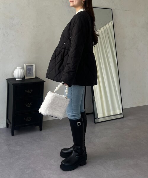 prose verse（プロズヴェール）の「キルティングパールペプラムブルゾン（ブルゾン・レディース・ブラック・MEDIUM/LARGE）」の7枚目の写真
