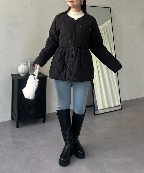prose verse（プロズヴェール）の「キルティングパールペプラムブルゾン（ブルゾン・レディース・ブラック・MEDIUM/LARGE）」の10枚目の写真