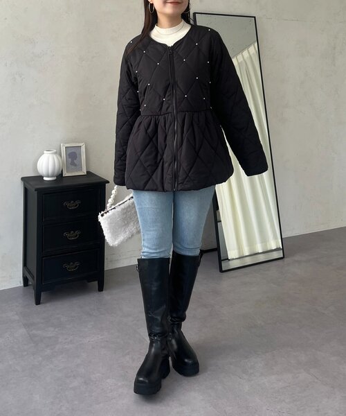 prose verse（プロズヴェール）の「キルティングパールペプラムブルゾン（ブルゾン・レディース・ブラック・MEDIUM/LARGE）」の13枚目の写真
