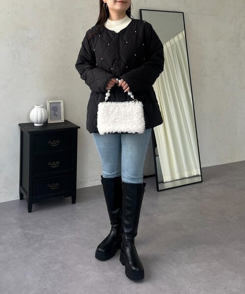 prose verse（プロズヴェール）の「キルティングパールペプラムブルゾン（ブルゾン・レディース・ブラック・MEDIUM/LARGE）」の12枚目の写真