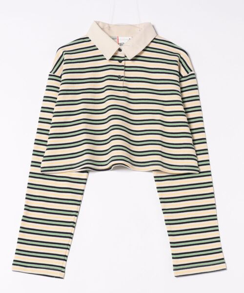 a.p.o.v.(エーピーオービー)の「a.p.o.v. ボーダー甘編み裏毛クロップドラガーシャツ(Tシャツ/カットソー・メンズ・ネイビー/インディゴブルー/ブラウン・ONESIZE)」の5枚目の写真