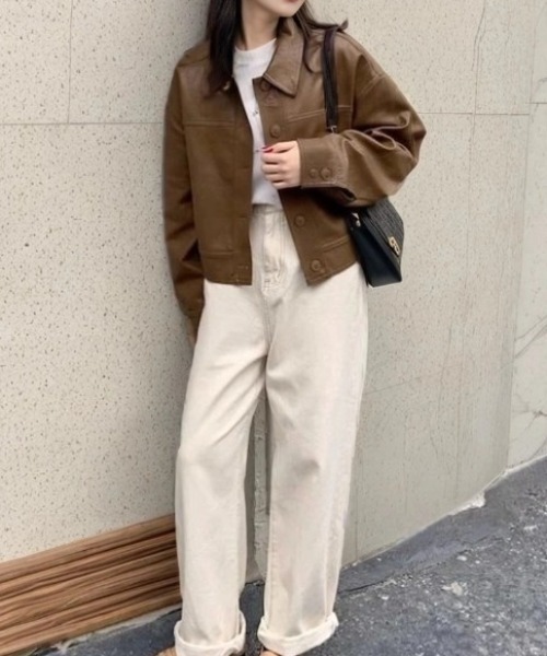 cammie(キャミー)の「フェイクレザーコーチジャケット(その他アウター・レディース・ブラック/キャメル・M/L)」の8枚目の写真