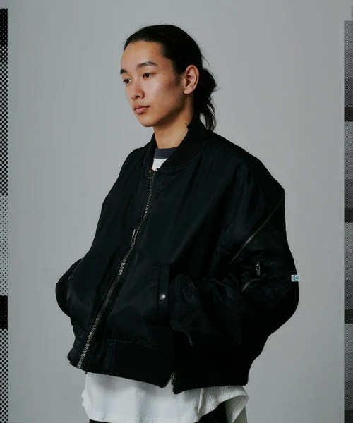 セール】【FACETASM】DISTORTED ZIPPER MA-1 / ブラック [JOO-JK-M04