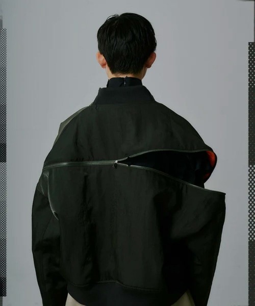 セール】【FACETASM】DISTORTED ZIPPER MA-1 / ブラック [JOO-JK-M04