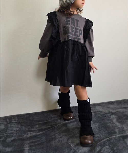 CIAOPANIC TYPY（チャオパニックティピー）の「【KIDS】リブレッグウォーマー（レッグウォーマー・キッズ・ブラック/オフホワイト・ONE SIZE）」の14枚目の写真