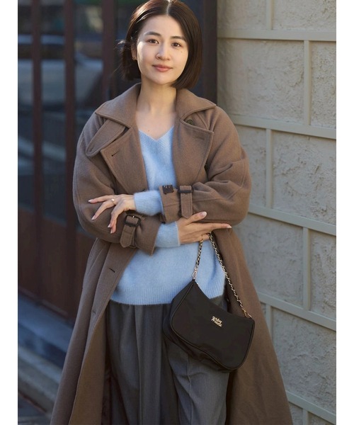 TONAL（トーナル）の「ウールトレンチコート（トレンチコート・レディース・ネイビー/ベビーピンク/モカ・SMALL/MEDIUM）」の5枚目の写真