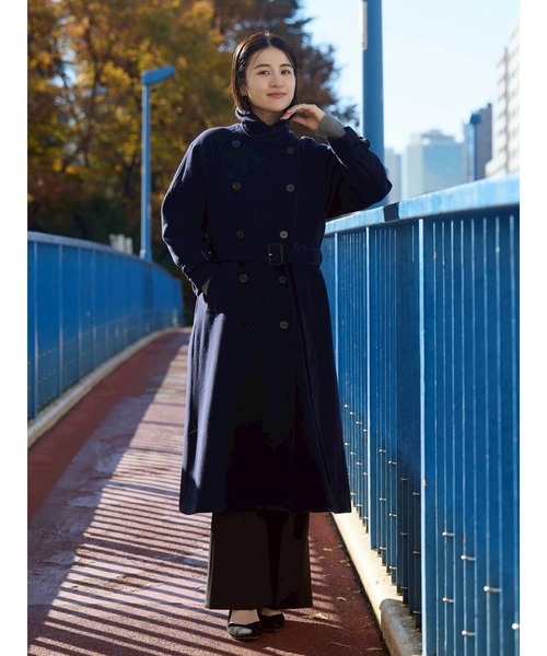 TONAL（トーナル）の「ウールトレンチコート（トレンチコート・レディース・ネイビー/ベビーピンク/モカ・SMALL/MEDIUM）」の8枚目の写真